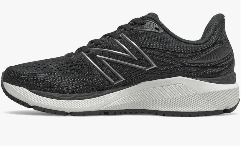 New Balance Men's Fresh Foam X 860 V12 Running Shoe, Black/White, 12.5 W